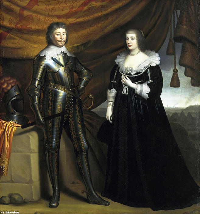 Order Oil Painting Replica Prince Frederik Hendrik and his wife Amalia van Solms. by Gerard Van Honthorst (Gerrit Van Honthorst) (1590-1656, Netherlands) | ArtsDot.com
