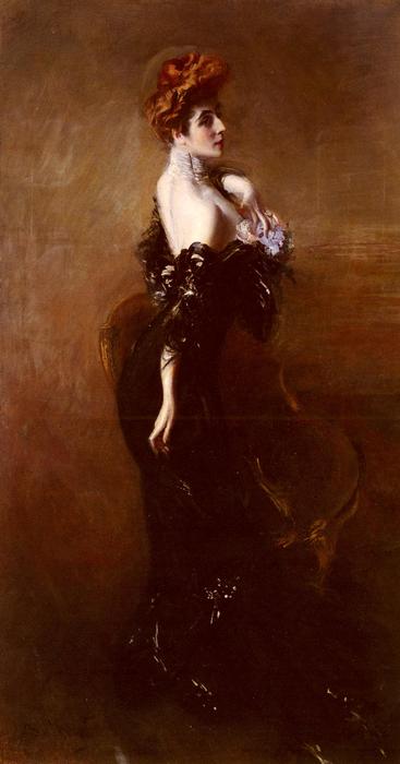 Order Oil Painting Replica Portrait Of Madame Pages In Evening Dress by Giovanni Boldini (1842-1931, Italy) | ArtsDot.com