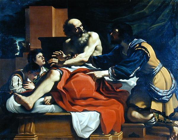 Order Paintings Reproductions Jacob, Ephraim, and Manasseh by Guercino (Barbieri, Giovanni Francesco) (1591-1666, Italy) | ArtsDot.com