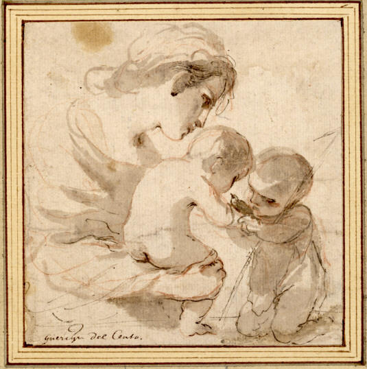 Order Art Reproductions Mary with the child Jesus and John the Baptist by Guercino (Barbieri, Giovanni Francesco) (1591-1666, Italy) | ArtsDot.com
