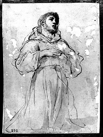 Order Art Reproductions Saint Francis in Adoration by Guercino (Barbieri, Giovanni Francesco) (1591-1666, Italy) | ArtsDot.com