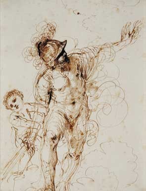 Buy Museum Art Reproductions The Enraged Mars Restrained by Cupid by Guercino (Barbieri, Giovanni Francesco) (1591-1666, Italy) | ArtsDot.com