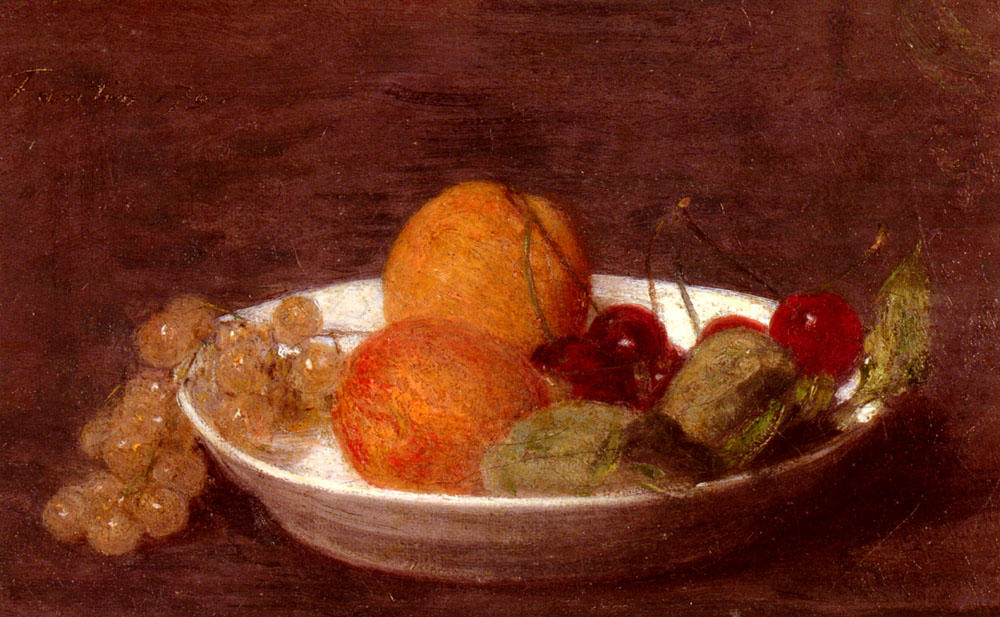 Buy Museum Art Reproductions A Bowl Of Fruit by Henri Fantin Latour (1836-1904, France) | ArtsDot.com
