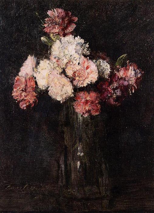 Buy Museum Art Reproductions Carnations in a Champagne Glass by Henri Fantin Latour (1836-1904, France) | ArtsDot.com