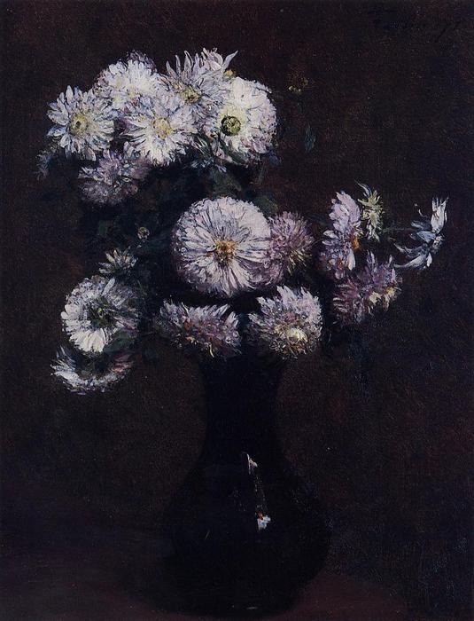 Order Art Reproductions Chrysanthemums by Henri Fantin Latour (1836-1904, France) | ArtsDot.com