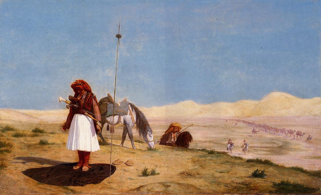 Order Paintings Reproductions Prayer in the Desert, 1864 by Jean Léon Gérôme (1824-1904, France) | ArtsDot.com