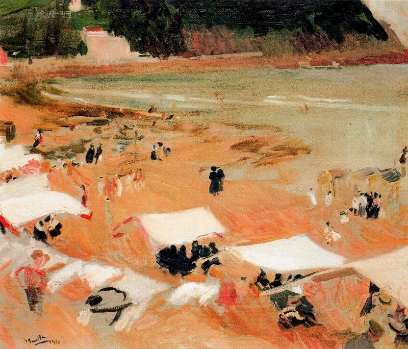 Buy Museum Art Reproductions Beach at Zarauz by Joaquin Sorolla Y Bastida (1863-1923, Spain) | ArtsDot.com