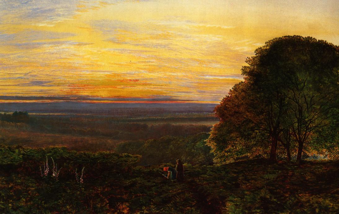 Order Artwork Replica Sunset from Chilworth Common, Hampshire by John Atkinson Grimshaw (1836-1893, United Kingdom) | ArtsDot.com