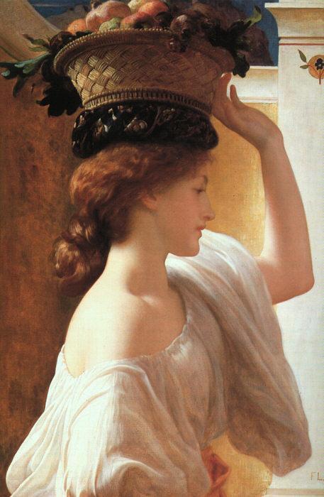 Order Artwork Replica A Girl with a Basket of Fruit by Lord Frederic Leighton | ArtsDot.com