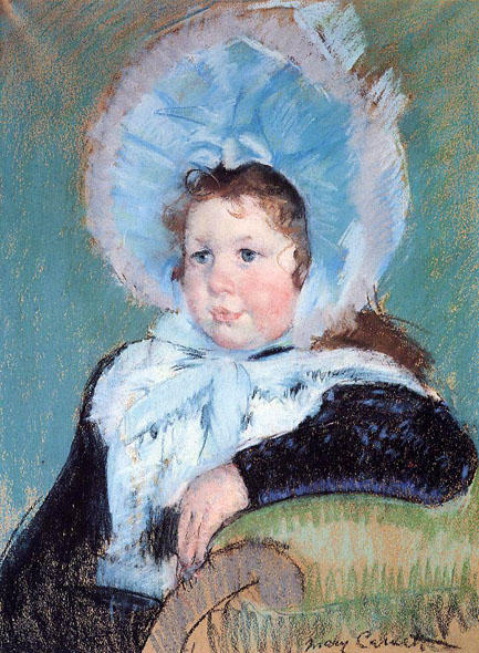 Order Art Reproductions Dorothy in a Very Large Bonnet and a Dark Coat by Mary Stevenson Cassatt (1843-1926, United States) | ArtsDot.com