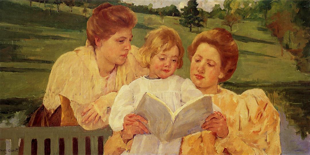 Order Paintings Reproductions The Garden Reading by Mary Stevenson Cassatt (1843-1926, United States) | ArtsDot.com