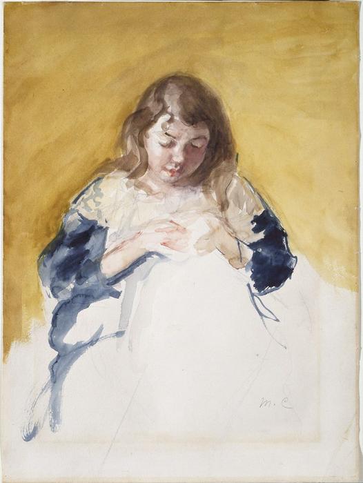 Order Artwork Replica Young Girl in Blue by Mary Stevenson Cassatt (1843-1926, United States) | ArtsDot.com