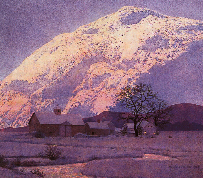 Buy Museum Art Reproductions Mountain Farm at Winter by Maxfield Parrish (Inspired By) (1870-1966, United States) | ArtsDot.com