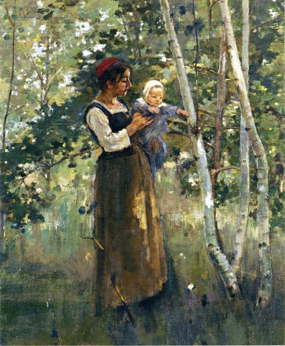 Order Oil Painting Replica Mother and Child by the Hearth, 1887 by Theodore Robinson (1852-1896, United States) | ArtsDot.com