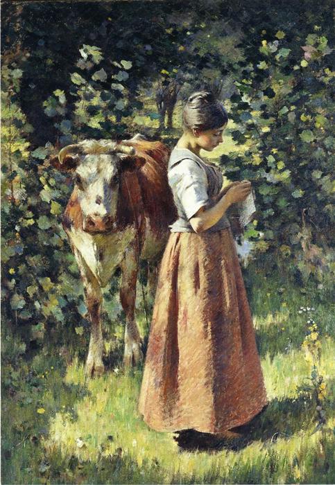 Order Oil Painting Replica The Cowherd, 1888 by Theodore Robinson (1852-1896, United States) | ArtsDot.com