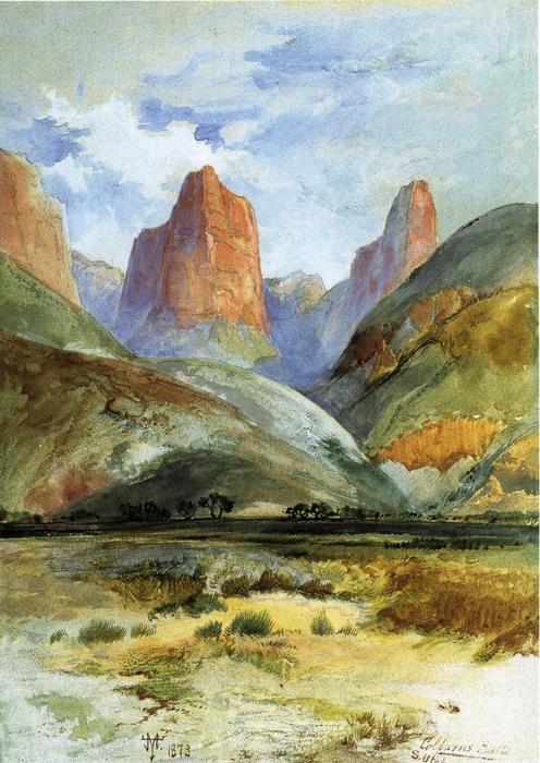 Buy Museum Art Reproductions Colburn`s Butte ,South Utah by Thomas Moran (1837-1926, United Kingdom) | ArtsDot.com