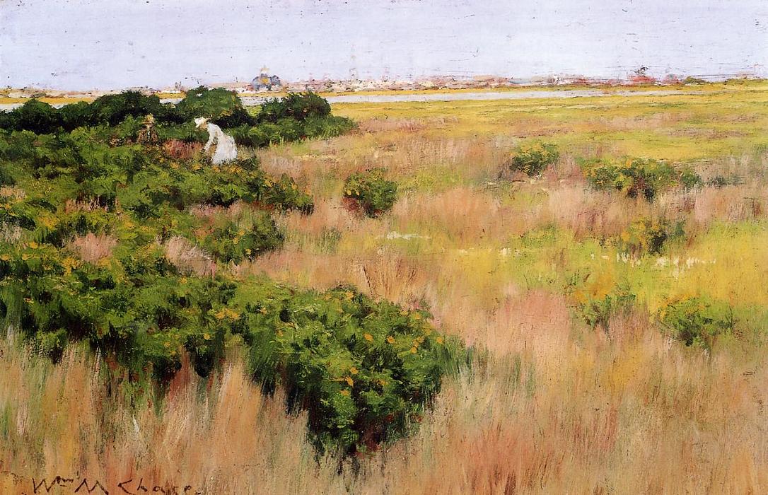 順序 油絵 近くの風景 コニー島, 1886 バイ William Merritt Chase (1849-1916, United States) | ArtsDot.com