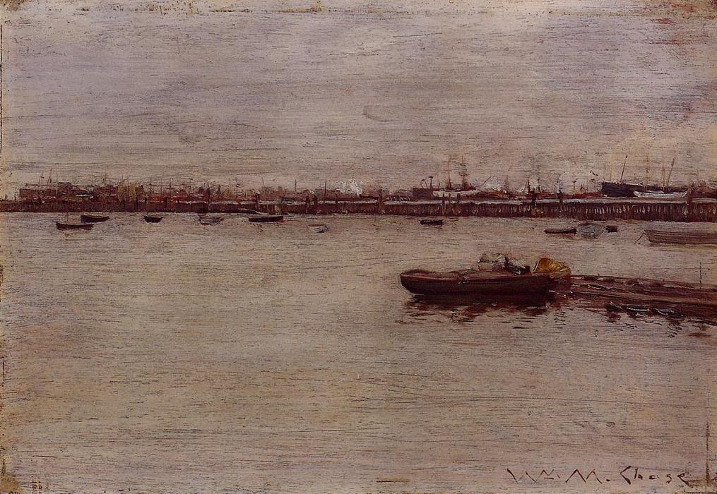 Order Oil Painting Replica Repair Docks, Gowanus Pier, 1888 by William Merritt Chase (1849-1916, United States) | ArtsDot.com