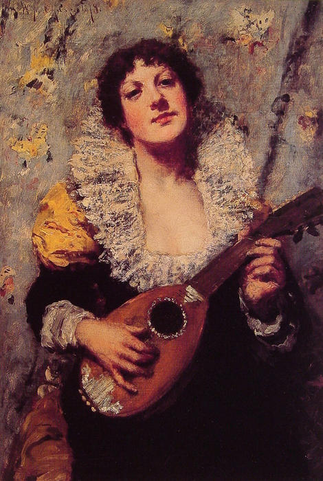 Buy Museum Art Reproductions The Mandolin Player, 1879 by William Merritt Chase (1849-1916, United States) | ArtsDot.com