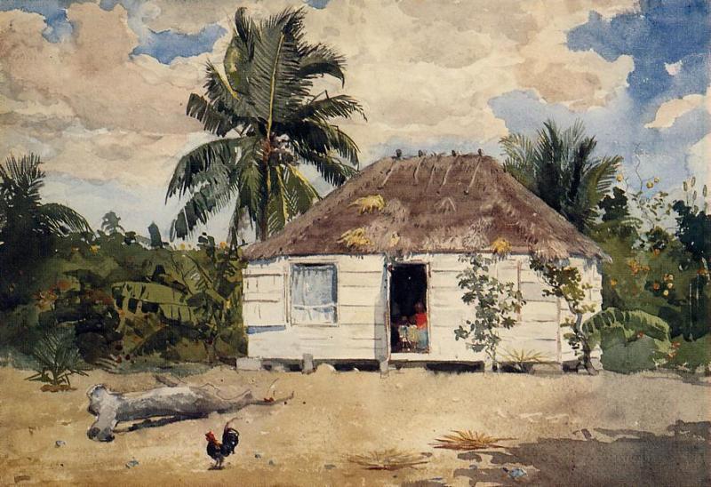 Order Paintings Reproductions Native Huts, Nassau, 1885 by Winslow Homer (1836-1910, United States) | ArtsDot.com