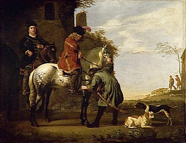 Buy Museum Art Reproductions Departure for the ride by Aelbert Jacobsz Cuyp (1620-1695, Netherlands) | ArtsDot.com