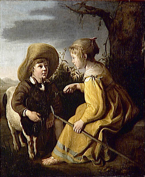 Buy Museum Art Reproductions The goat boy and young shepherdess by Aelbert Jacobsz Cuyp (1620-1695, Netherlands) | ArtsDot.com