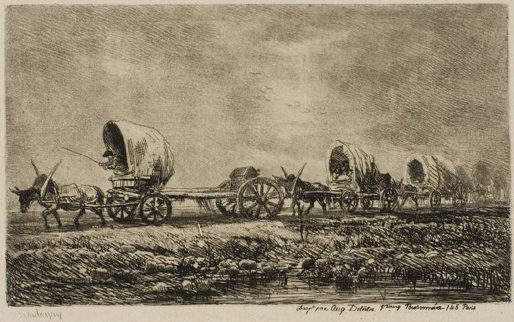 Order Artwork Replica Covered Wagons (Souvenir of the Morvan) by Charles François Daubigny (1817-1878, France) | ArtsDot.com