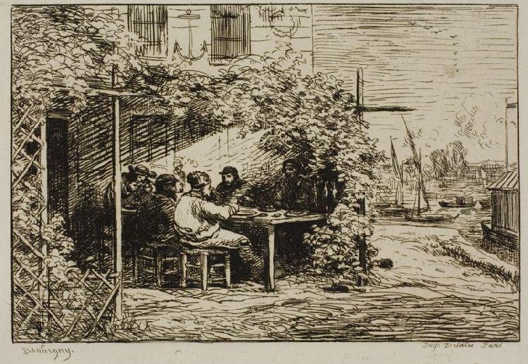 Buy Museum Art Reproductions Departure Breakfast at Asnières by Charles François Daubigny (1817-1878, France) | ArtsDot.com
