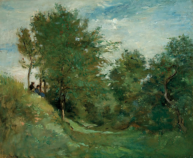 Order Paintings Reproductions Landscape with Figures seated on a Bank by Charles François Daubigny (1817-1878, France) | ArtsDot.com