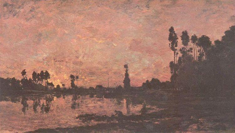 Order Oil Painting Replica Sunset on the Oise by Charles François Daubigny (1817-1878, France) | ArtsDot.com