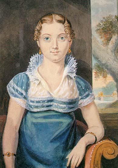 Buy Museum Art Reproductions Young Girl with a Blue Dress by John Lewis Krimmel (1786-1821, Germany) | ArtsDot.com