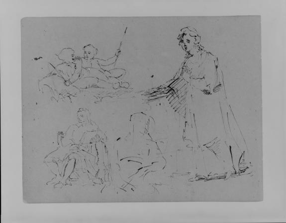 Order Oil Painting Replica A Woman Descending a Staircase; Two Children Fishing; Male Seated; Woman Seated by Thomas Sully (1783-1872, United Kingdom) | ArtsDot.com