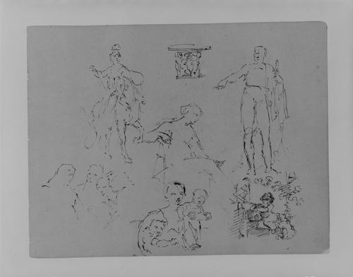 Order Art Reproductions Six Figure Sketches and a Round Table by Thomas Sully (1783-1872, United Kingdom) | ArtsDot.com