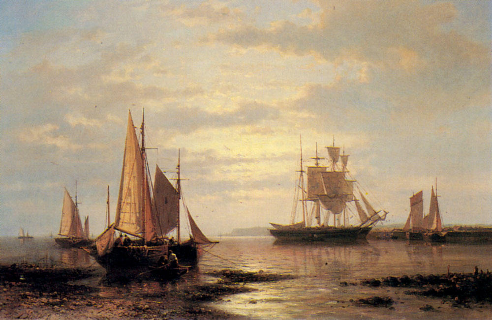 Order Oil Painting Replica Twilight Sails by Abraham Hulk Senior (1813-1897, Netherlands) | ArtsDot.com