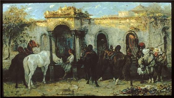 Buy Museum Art Reproductions Arabs in Egypt, Sunrise by Adolf Schreyer (1828-1899, Germany) | ArtsDot.com