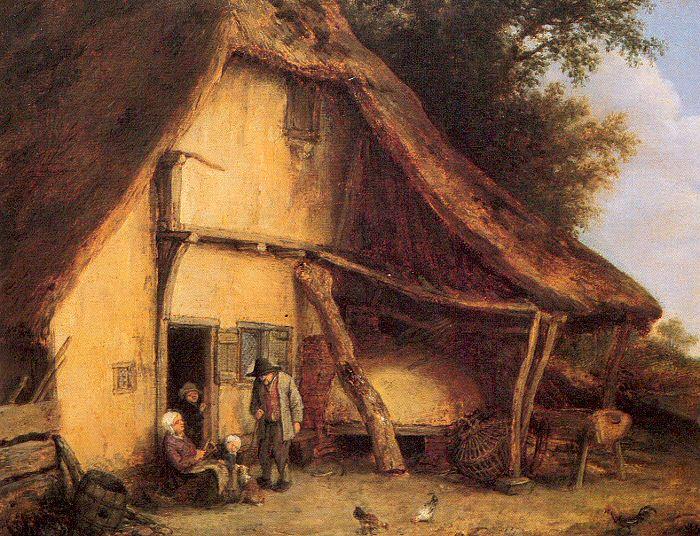 Buy Museum Art Reproductions A Peasant Family Outside A Cottage by Adriaen Van Ostade (1610-1685, Netherlands) | ArtsDot.com