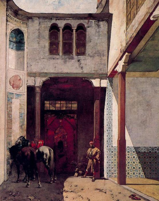 Order Art Reproductions Visiting The Mosque by Alberto Pasini (1826-1899, Italy) | ArtsDot.com