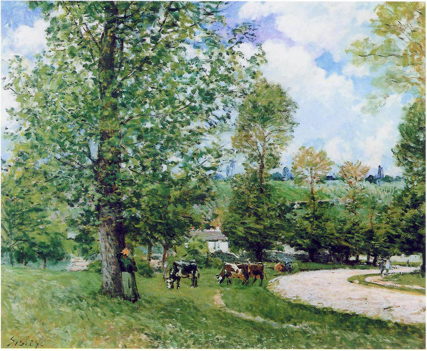 Order Art Reproductions Cow Pasture near Louveciennes, 1875 by Alfred Sisley (1839-1899, France) | ArtsDot.com