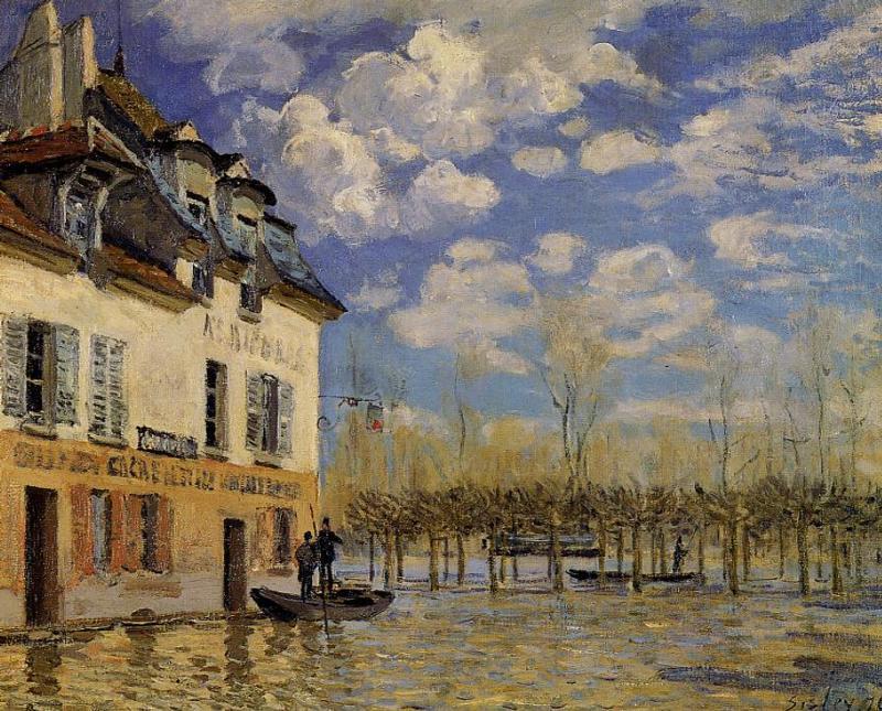 Order Paintings Reproductions Flood at Port-Marly 1 by Alfred Sisley (1839-1899, France) | ArtsDot.com