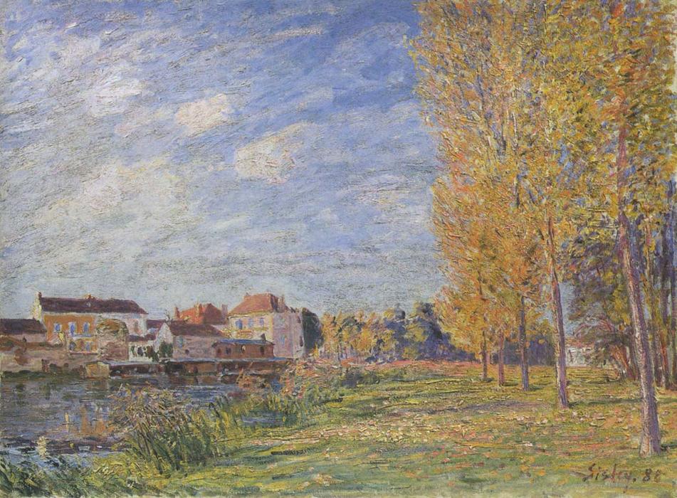 Buy Museum Art Reproductions Indian Summer at Moret Sunday Afternoon by Alfred Sisley (1839-1899, France) | ArtsDot.com