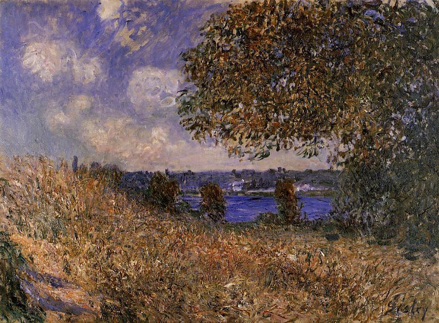 Order Art Reproductions Near the Bank of the Seine at By, 1882 by Alfred Sisley (1839-1899, France) | ArtsDot.com