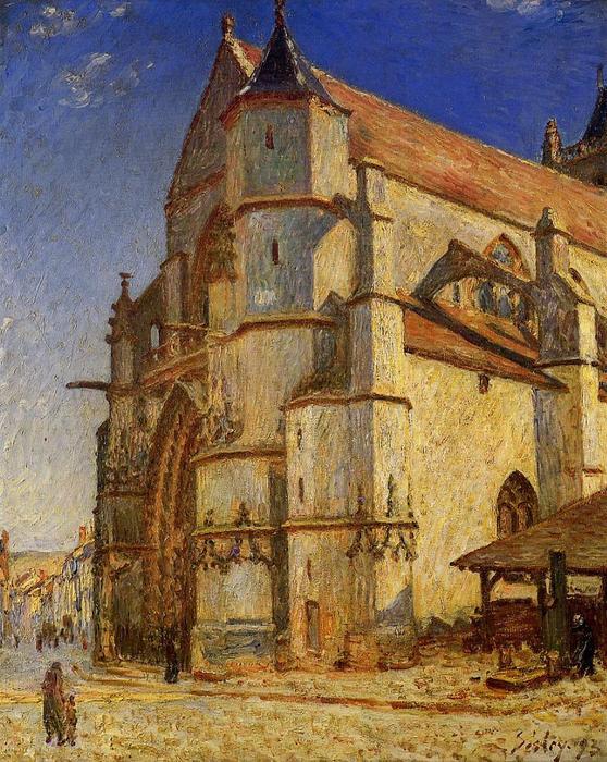 Ordinare Riproduzioni D'arte La Chiesa a Moret in Morning Sun, 1893 di Alfred Sisley (1839-1899, France) | ArtsDot.com