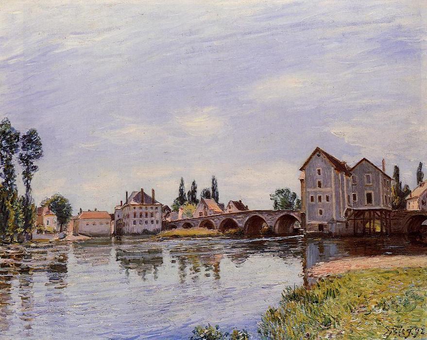 Buy Museum Art Reproductions The Loing Flowing under the Moret Bridge, 1892 by Alfred Sisley (1839-1899, France) | ArtsDot.com