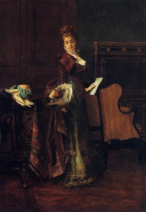 Buy Museum Art Reproductions The Love Letter by Alfred Stevens (1823-1906, Belgium) | ArtsDot.com
