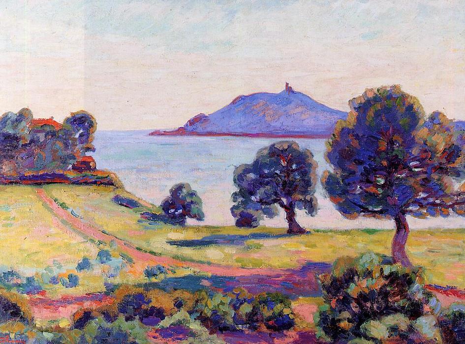 Order Oil Painting Replica Agay, the Chateau and the Signal Tower by Jean Baptiste Armand Guillaumin (1841-1927, France) | ArtsDot.com