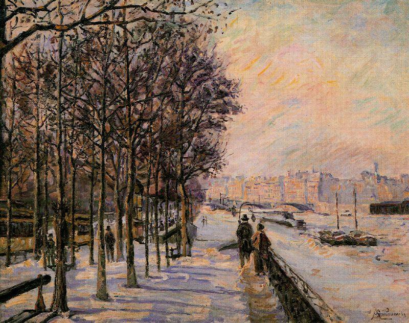 Order Paintings Reproductions Quai de la Gare, Impresión de nieve by Jean Baptiste Armand Guillaumin (1841-1927, France) | ArtsDot.com