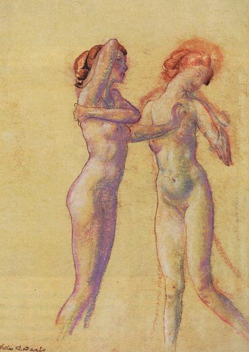 Order Art Reproductions Two Standing Female Nudes by Arthur Bowen Davies (1863-1928, United States) | ArtsDot.com