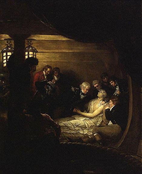 Order Oil Painting Replica The Death of Lord Nelson in the Cockpit of the Ship Victory by Benjamin West (1738-1820, United States) | ArtsDot.com