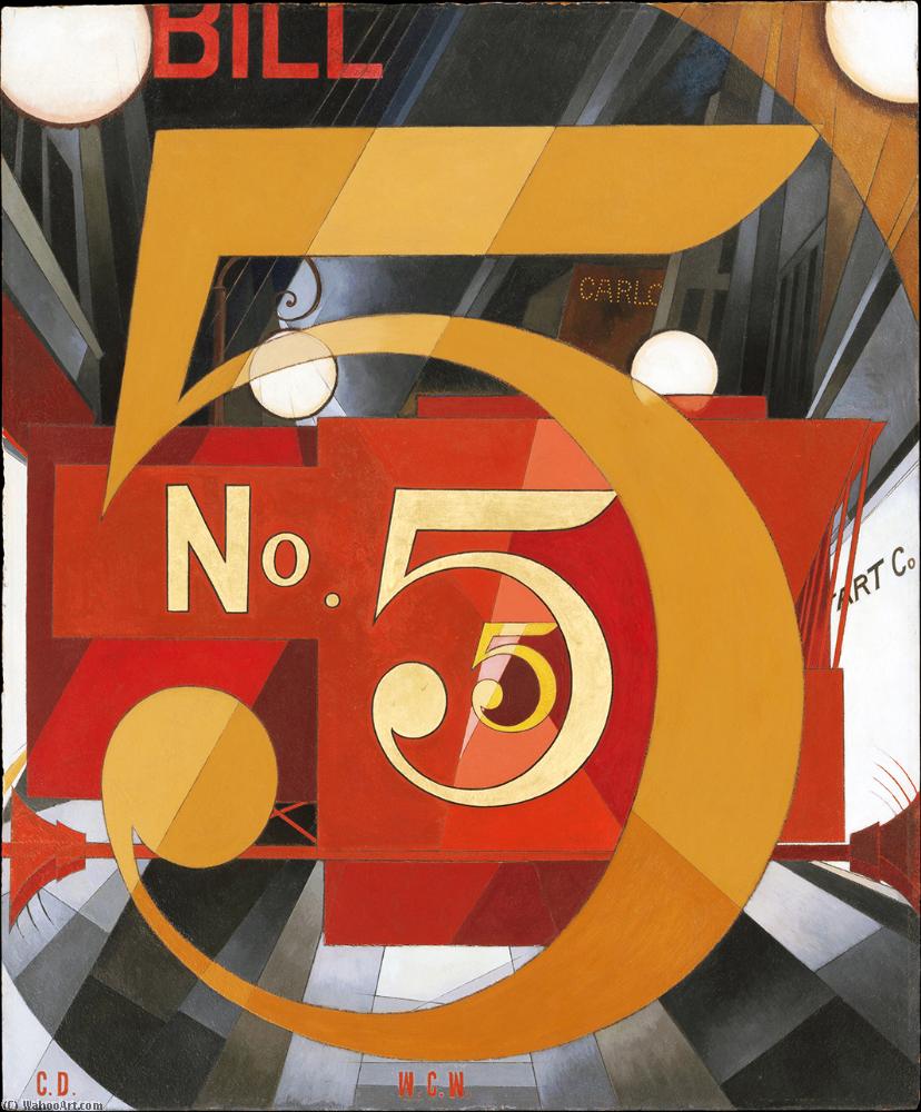 Kauf Museum Kunstreproduktionen Ich sah die Figur 5 in Gold (Homage an William Carlos Williams), 1928 von Charles Demuth (1883-1935, United States) | ArtsDot.com