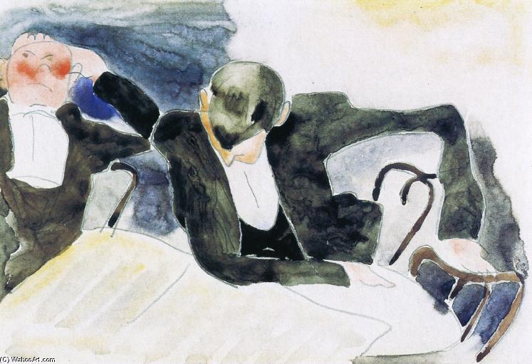 Order Oil Painting Replica Waiters at the Brevoort by Charles Demuth (1883-1935, United States) | ArtsDot.com